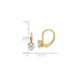 14k Yellow Gold Heart Dangle Earrings with Cubic Zirconia Leverback Closure