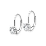 14k White Gold Heart Shaped Leverback Earrings with Clear Cubic Zirconia Solitaire