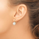 14k Yellow Gold Dangle Earrings with Cultured Freshwater Pearls and Diamonds, Leverback Design