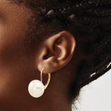 14k Yellow Gold Leverback Earrings with Round White Cultured Pearls, Classic Minimalist Style