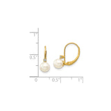 14k Yellow Gold Dangle Earrings with White Pearls and Diamond Accent Leverback Design