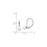 14k White Gold Leverback Earrings with Round Cultured Pearls, Drop Style for Women