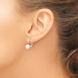 14k White Gold Pearl Drop Earrings with Leverback Closures, Bridal and Formal Jewelry for Women