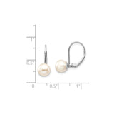 14k White Gold Pearl Drop Earrings with Leverback Closures, Bridal and Formal Jewelry for Women