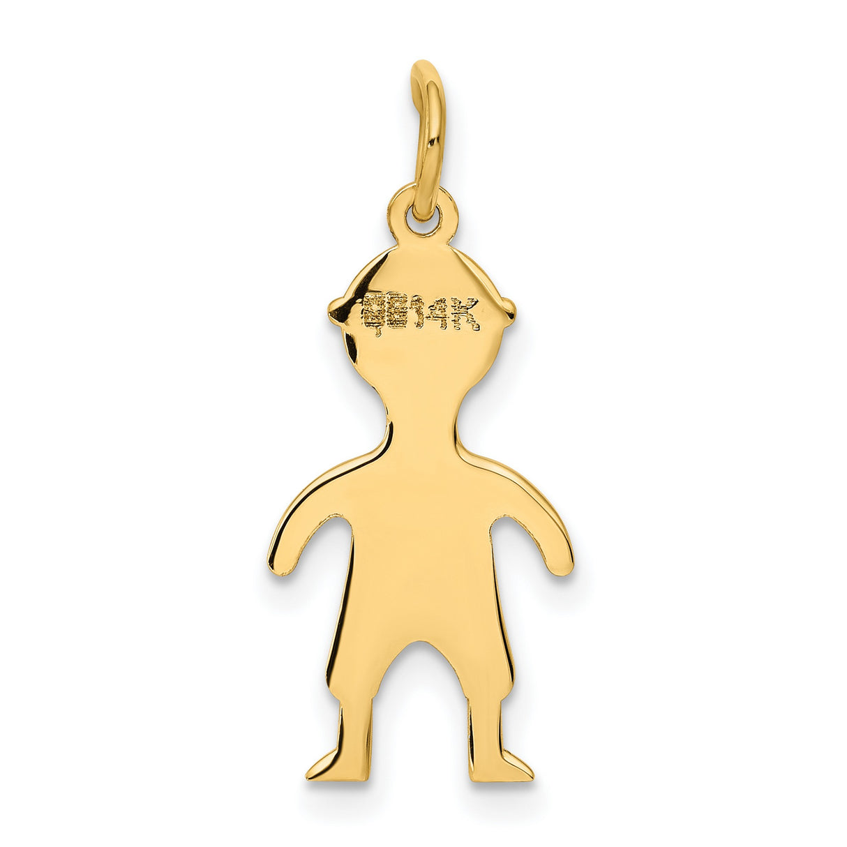 .011 Depth Engravable Boy Charm Pendant in Real 14k Yellow Gold