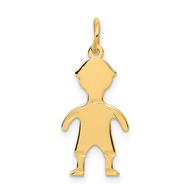 .011 Depth Engravable Boy Charm Pendant in Real 14k Yellow Gold