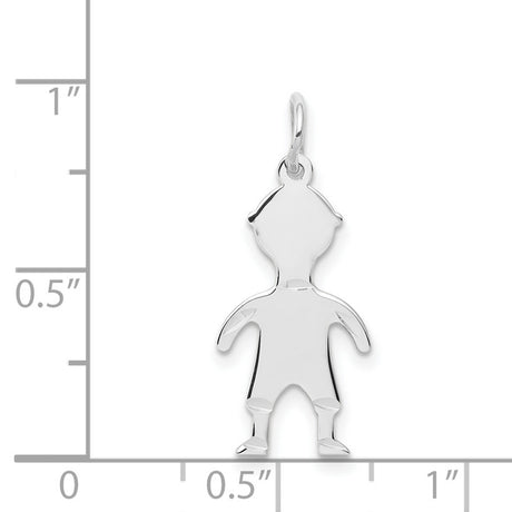 .018 Depth Engravable Boy Charm Pendant in Real 14k White Gold