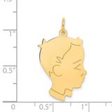 .013 Depth Engravable Boy Head Charm Pendant in Real 14k Yellow Gold