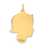 .013 Depth Engravable Girl Head Charm Pendant in Real 14k Yellow Gold