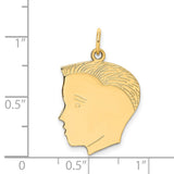 .013 Depth Engravable Boy Head Charm Pendant in Real 14k Yellow Gold