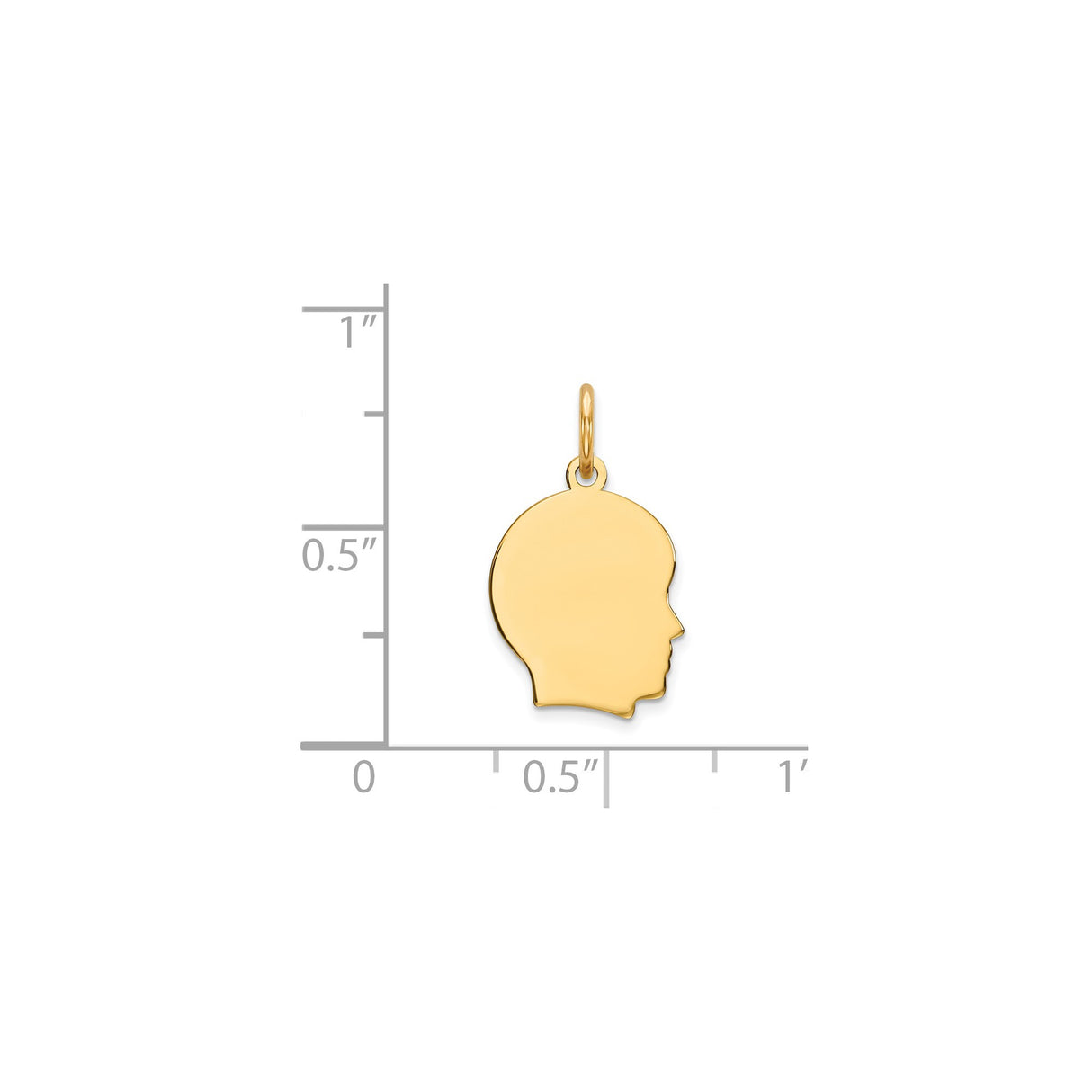 14k Yellow Gold Profile Silhouette Pendant, Right Facing Minimal Keepsake Jewelry Charm