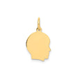 14k Yellow Gold Profile Silhouette Pendant, Right Facing Minimal Keepsake Jewelry Charm