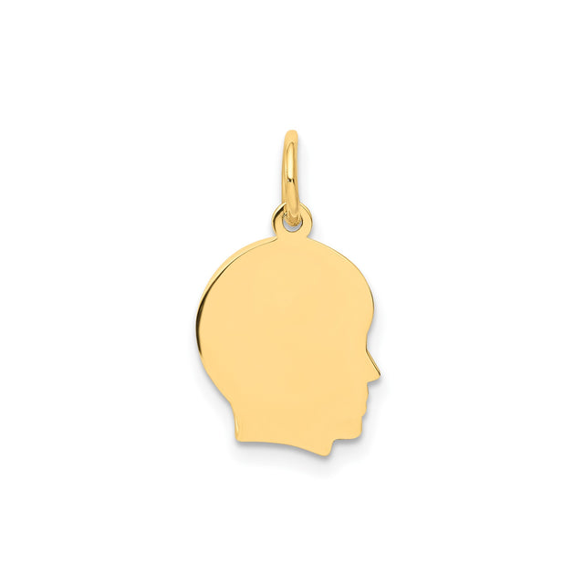 14k Yellow Gold Profile Silhouette Pendant, Right Facing Minimal Keepsake Jewelry Charm