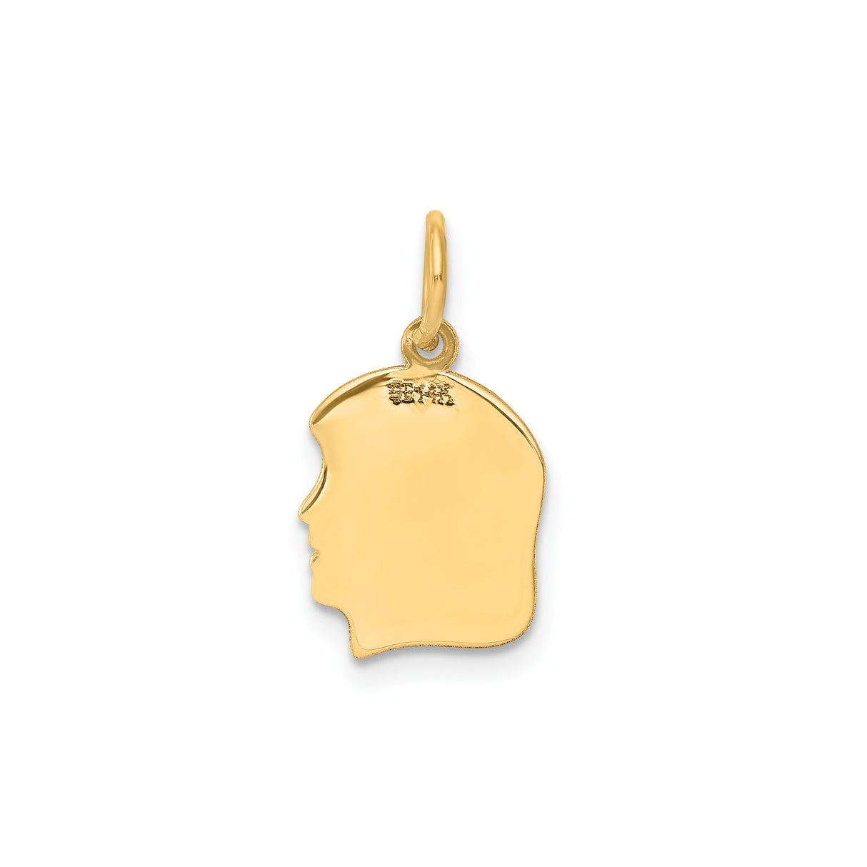 14k Yellow Gold Silhouette Pendant, Polished Profile Charm, Engraving Ready Keepsake Jewelry