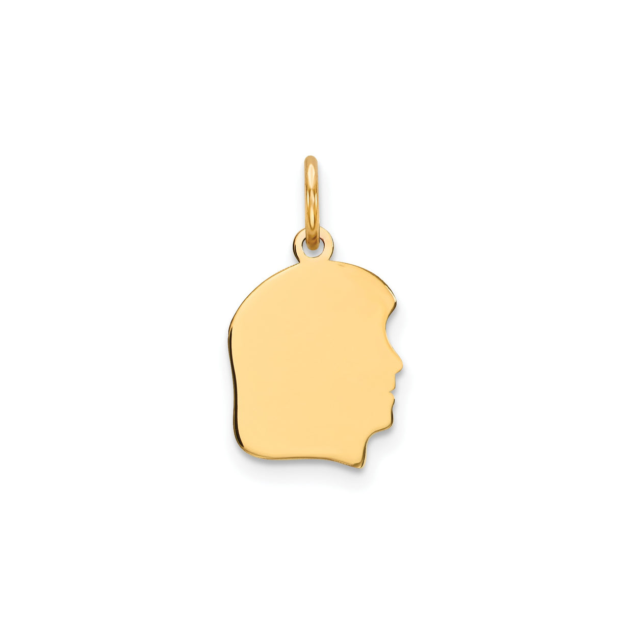 14k Yellow Gold Silhouette Pendant, Polished Profile Charm, Engraving Ready Keepsake Jewelry