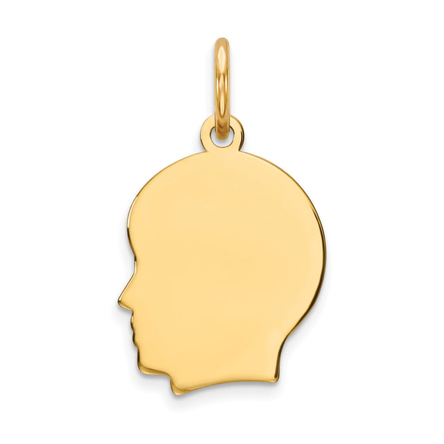 14k Yellow Gold Pendant, Flat Silhouette Charm, Engravable Memory Jewelry, Family Keepsake