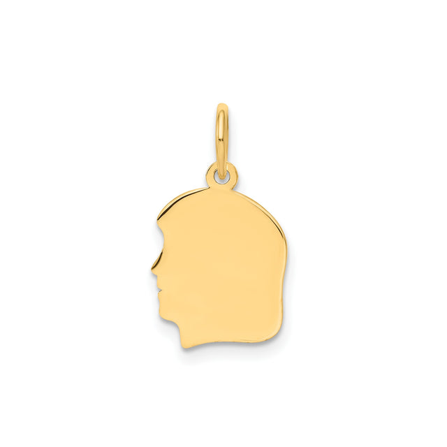 14k Yellow Gold Silhouette Pendant, Polished Head Profile Charm, Motherhood Keepsake Jewelry