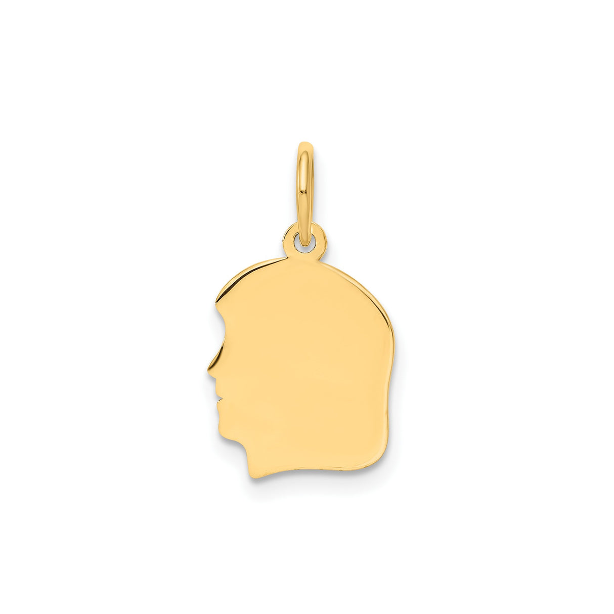 14k Yellow Gold Side Profile Pendant, Engravable Silhouette Charm, Custom Portrait Jewelry for Women
