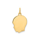 14k Yellow Gold Boy Head Pendant, Polished Silhouette Charm Symbolizing Motherhood and Family
