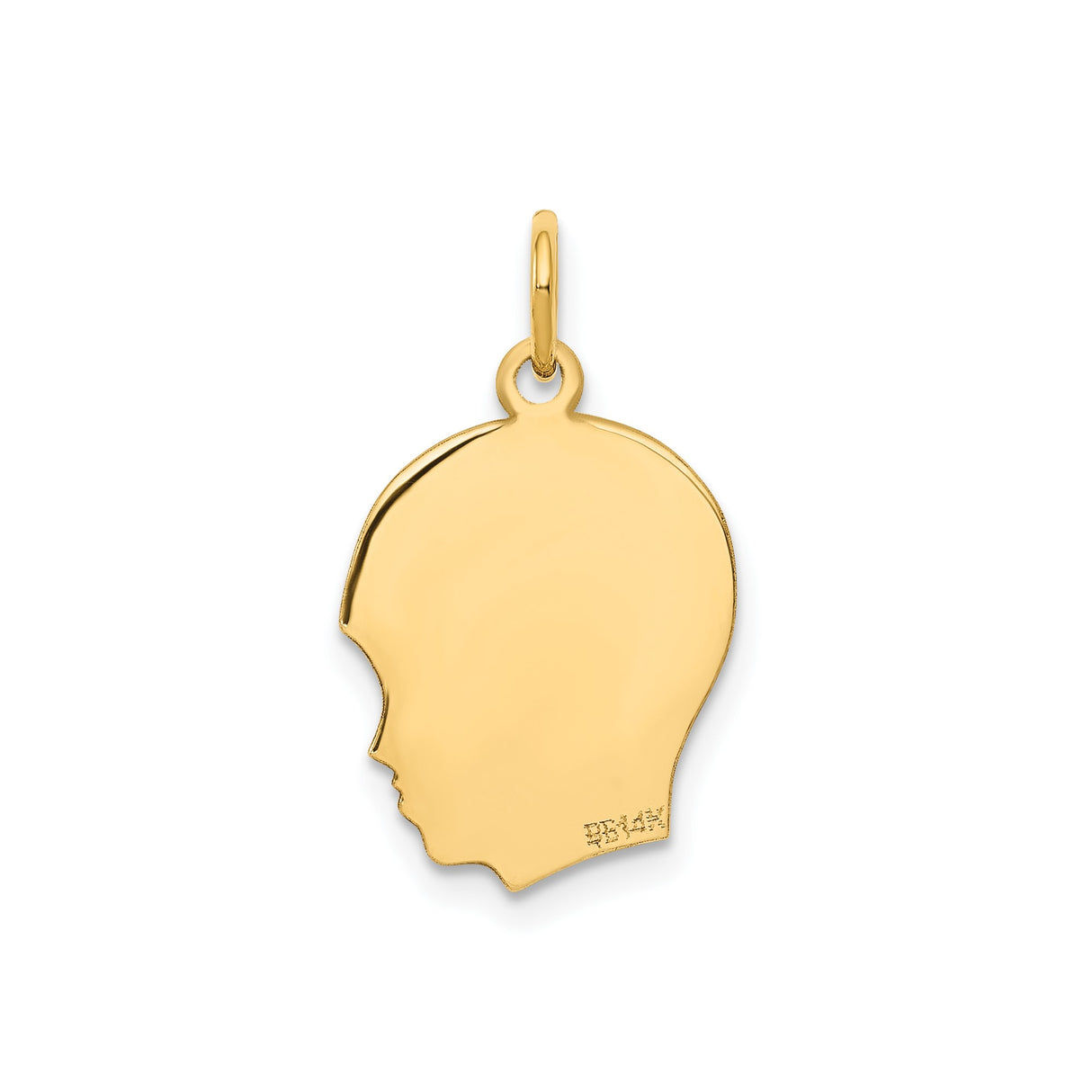 14k Yellow Gold Boy Head Silhouette Pendant, Polished Right Facing Charm for Women