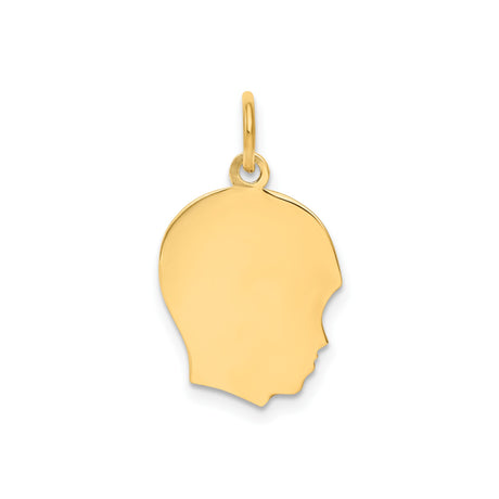 14k Yellow Gold Boy Head Pendant, Polished Silhouette Charm Symbolizing Motherhood and Family