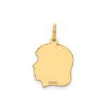 14k Yellow Gold Profile Silhouette Pendant Charm, Unengraved Face Memorial Keepsake for Women or Mothers