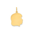 14k Yellow Gold Female Profile Pendant with Side Silhouette Design, Engraving Ready Keepsake