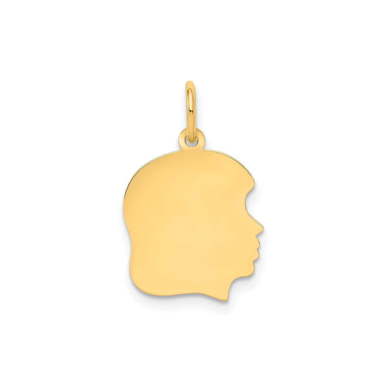 14k Yellow Gold Pendant Charm, Engraving Ready Silhouette Profile, Sentimental Keepsake for Mom