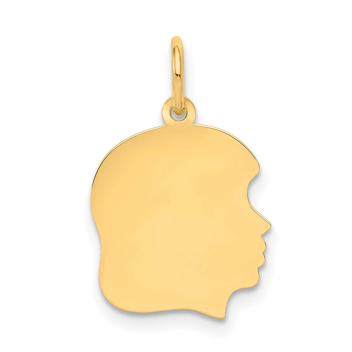 14k Yellow Gold Profile Pendant, Smooth Silhouette Charm, Family Keepsake Jewelry
