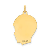 14k Yellow Gold Boy Silhouette Pendant, Polished Facial Profile Charm for Mothers and Women