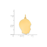 14k Yellow Gold Boy Silhouette Pendant, Polished Facial Profile Charm for Mothers and Women