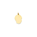 14k Yellow Gold Boy Silhouette Pendant Charm, Engravable Head Profile Keepsake Jewelry