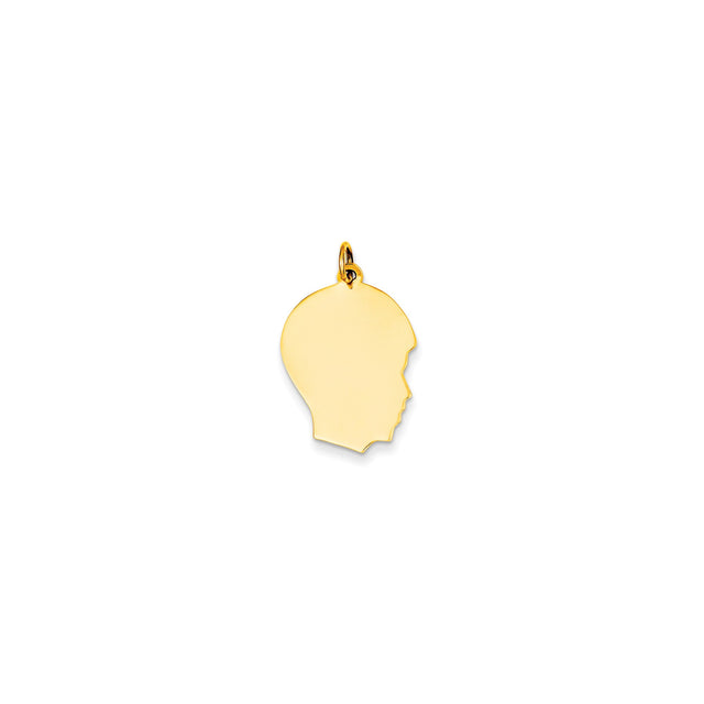 14k Yellow Gold Boy Silhouette Pendant Charm, Polished Flat Design, Sentimental Mother Jewelry