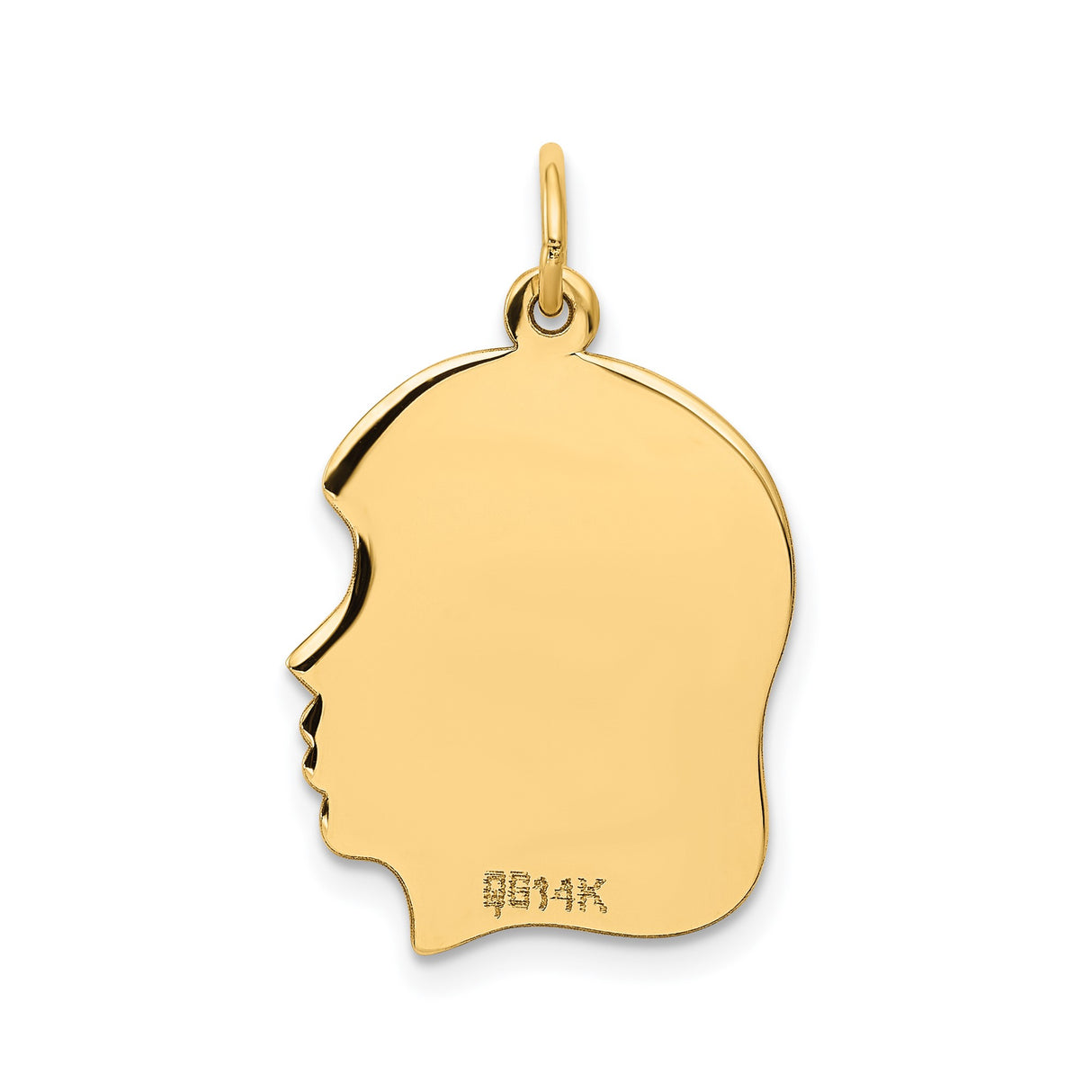 14k Yellow Gold Girl Silhouette Pendant, Dainty Facial Profile Charm, Sentimental Keepsake Jewelry