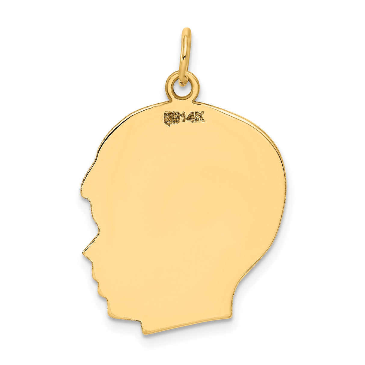 14k Yellow Gold Face Profile Pendant, Engravable Silhouette Charm for Women
