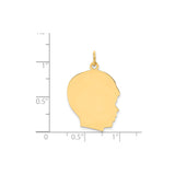 14k Yellow Gold Face Profile Pendant, Engravable Silhouette Charm for Women