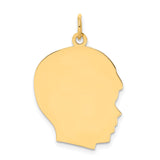 14k Yellow Gold Boy Silhouette Pendant Charm, Polished Profile, Minimalist Keepsake Jewelry