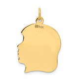 14k Yellow Gold Silhouette Pendant, Smooth Head Profile Charm, Engravable Keepsake Jewelry