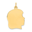 14k Yellow Gold Boy Profile Pendant, Polished Face Silhouette Charm, Engraving Friendly