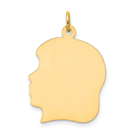 14k Yellow Gold Boy Silhouette Pendant, Polished Engravable Charm, Motherhood Keepsake Jewelry