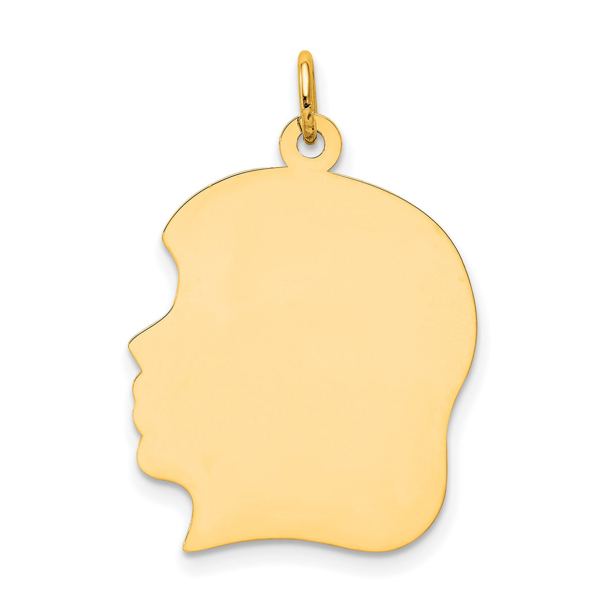 14k Yellow Gold Profile Pendant, Blank Engravable Memorial Charm for Women