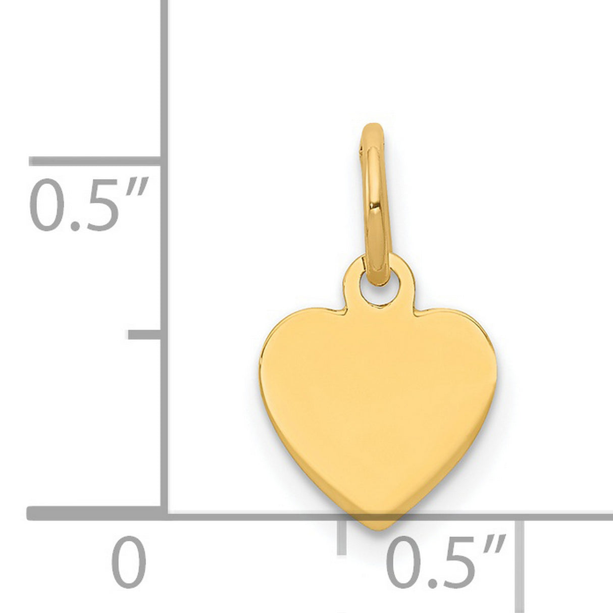 14k Yellow Gold Heart Pendant Charm, Polished Engravable Disc for Women