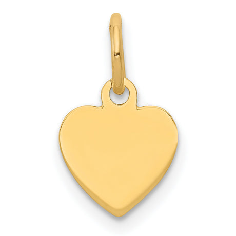14k Yellow Gold Heart Pendant Charm, Polished Engravable Surface, Romantic Jewelry for Women