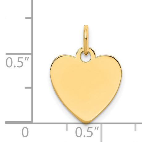 14k Yellow Gold Heart Pendant Charm, Smooth Polished Finish, Engravable, Minimalist Jewelry