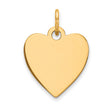 14k Yellow Gold Heart Pendant, Polished Disc Charm with Engraving Surface, Minimalist Jewelry