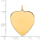 14k Yellow Gold Heart Pendant, Polished Engravable Disc Charm for Women