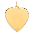 14k Yellow Gold Heart Pendant, Polished Finish, Engravable Charm for Women