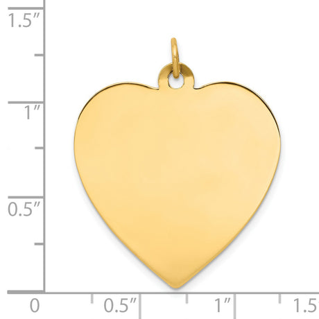 14k Yellow Gold Heart Pendant, Engravable Polished Disc Charm for Women
