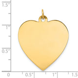 14k Yellow Gold Heart Pendant, Polished Disc for Engraving, Minimal Jewelry for Women