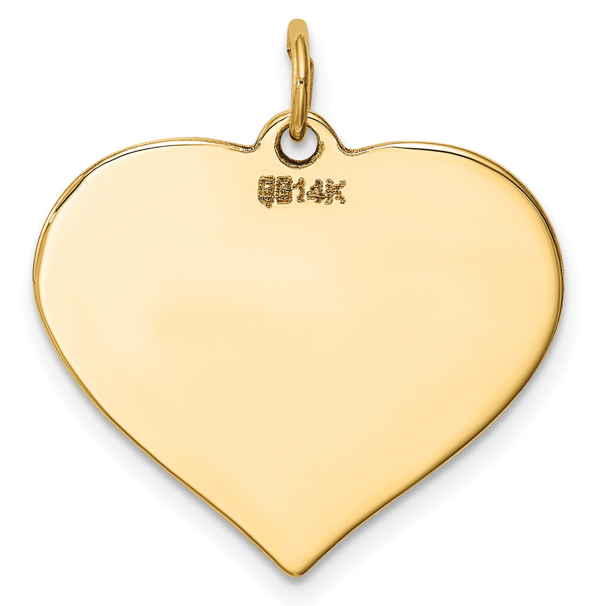 14k Yellow Gold Heart Pendant, Smooth Polished Engravable Charm, Classic Romantic Design for Women